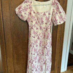 Hyacinth House Pink and Cream Midi Dress